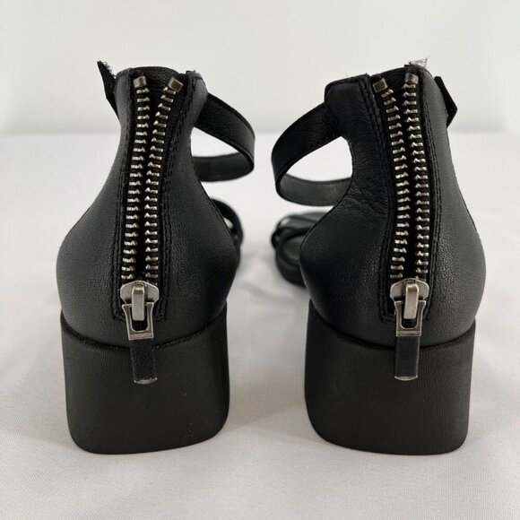 Eileen Fisher Noni Womens Size 7.5 Black Tumbled Leather Black Heel Hook & Loop - Picture 11 of 15